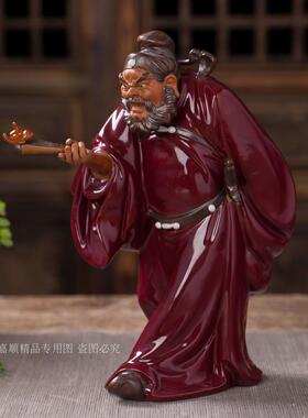 美陶石湾公仔陶瓷中式家居客厅钟馗摆件摆设天师钟馗引福归堂