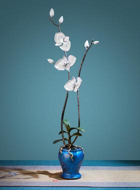 《兰馨蕙质》兰花铜摆件工艺品新中式客厅玄关壁龛软装竖高装饰品