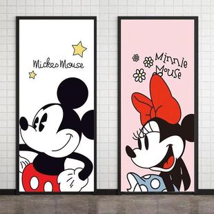 门贴纸整张卡通电梯翻新自粘衣柜入户米老鼠卫生间推拉门装 饰贴画