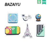 巴仔鱼洞洞鞋 饰扣高级感橡胶地球仪手作 上卡通趣味装 配饰鞋 花鞋