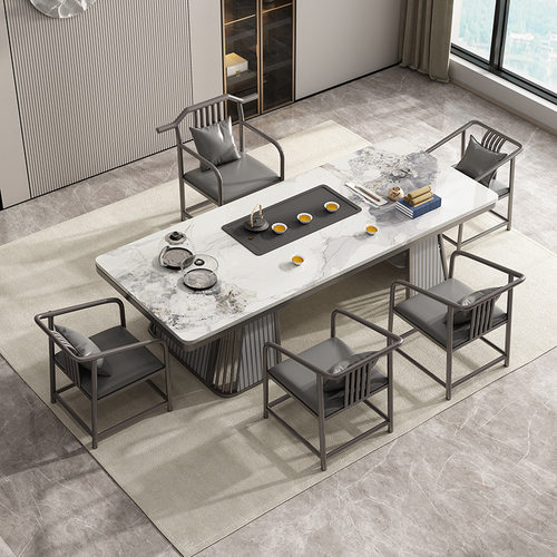 轻奢岩板茶桌大茶台简约