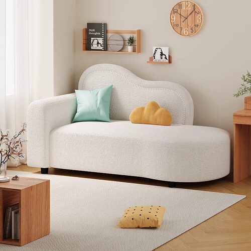 现代简约儿童贵妃椅布艺沙发小户型羊羔绒躺椅卧室书房懒人皮沙发