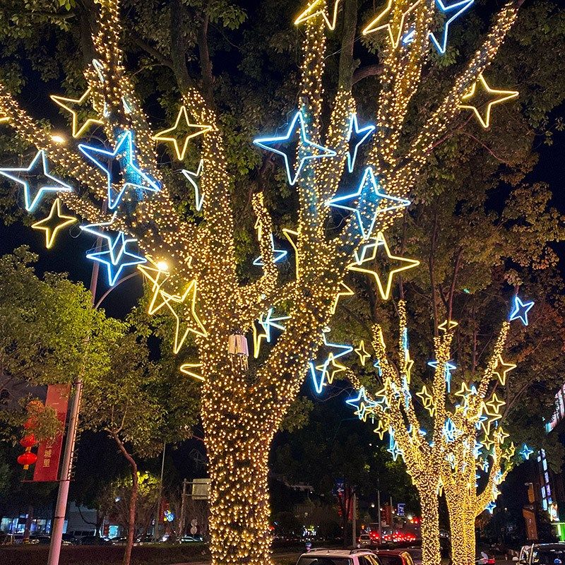 速发树灯树饰绕灯上的灯北工程亮化灯带极星接电灯串四角型灯造型