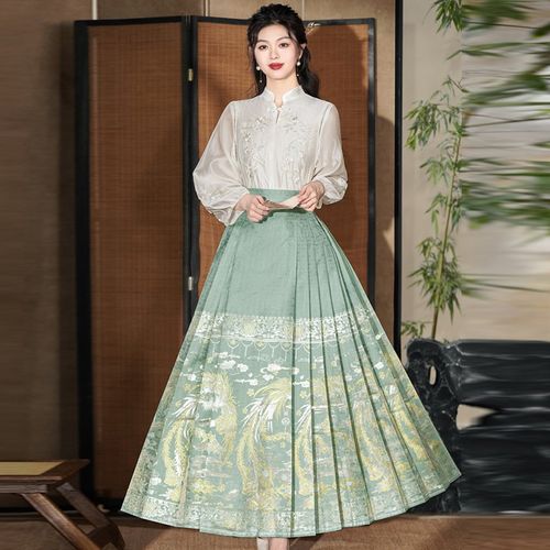 速发新0式马面裙套古2中24新款国风改良装装汉服成人日常通勤