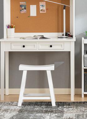 5ZV7美式全实木餐凳卧室大马凳化妆矮凳家用厨房餐厅单人凳子