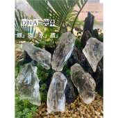 天然螺旋白水晶原石柱DNA光体涅槃晶冰糖晶手把摆件矿标骨干