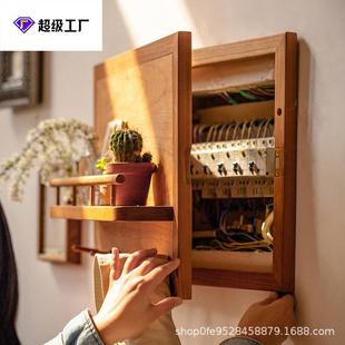 电表箱遮挡装饰画实木多功能挂衣架电闸箱挂画创意配电箱置物架