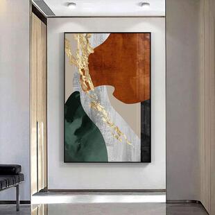 现代轻奢橙色抽象玄关装饰画过道走廊壁画简约客厅楼梯挂画落地画