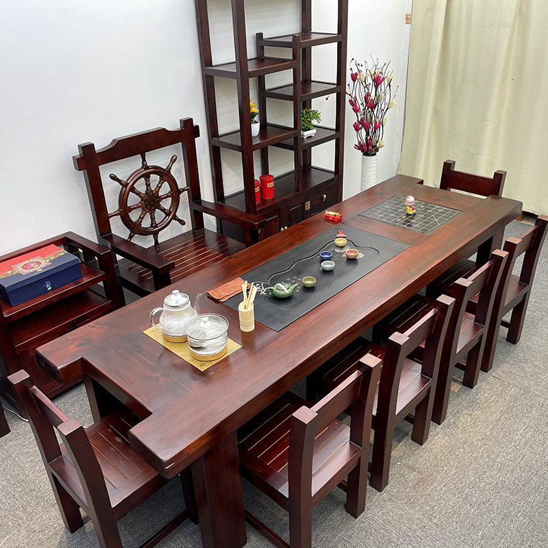 老船木茶桌椅组合实木功夫大茶几泡茶台办公室喝茶桌茶具套装一体