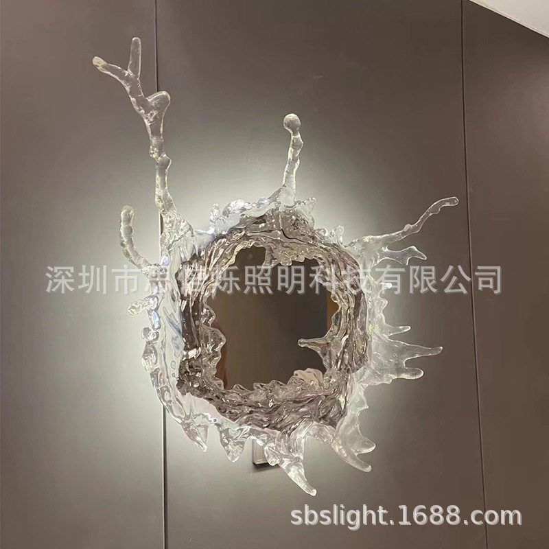 艺术设计欧式客厅玄关装饰水花水滴梳妆台酒店别墅氛围魔镜灯壁灯