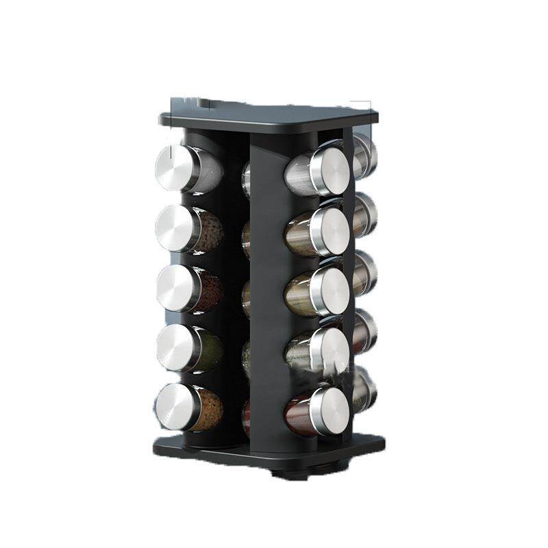 厨房置物五香粉盐罐旋转不锈钢桌组合装家用台面收纳架调料罐其他