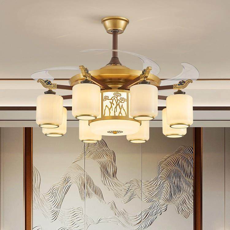 新中式风扇灯吊灯客厅吊扇灯中国风简约大气电扇灯餐厅别墅大厅灯