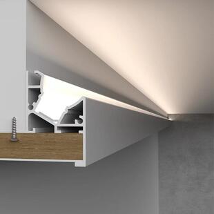 免开槽悬浮吊顶反光灯槽斜面灯槽45度回形顶灯带边吊线性氛围灯