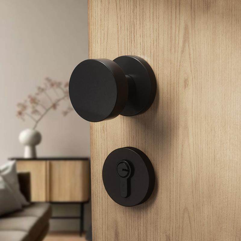 金色静音门锁轻奢现代门锁室内卧室房门锁实木分体门锁具简约把手