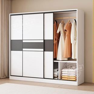 实木衣柜家用卧室推拉门55cm深大衣橱储物收纳柜出租房用经济型