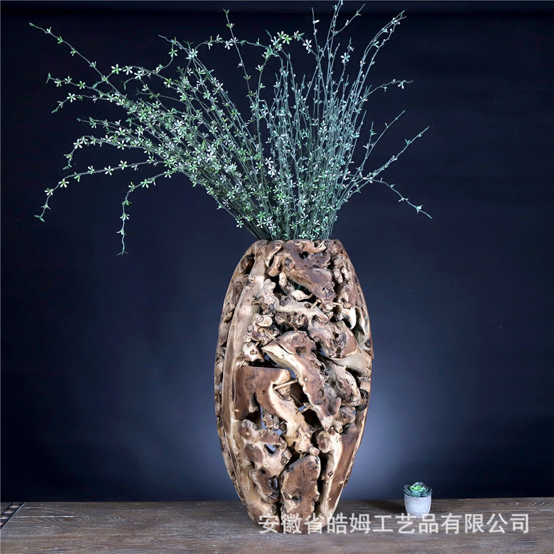 手工制作天然朽木花瓶花盆花器花桶花艺干花插花居家装饰器皿摆件