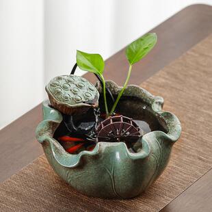 小型水车流水摆件循环水景风水轮喷泉办公室装饰桌面水系景观