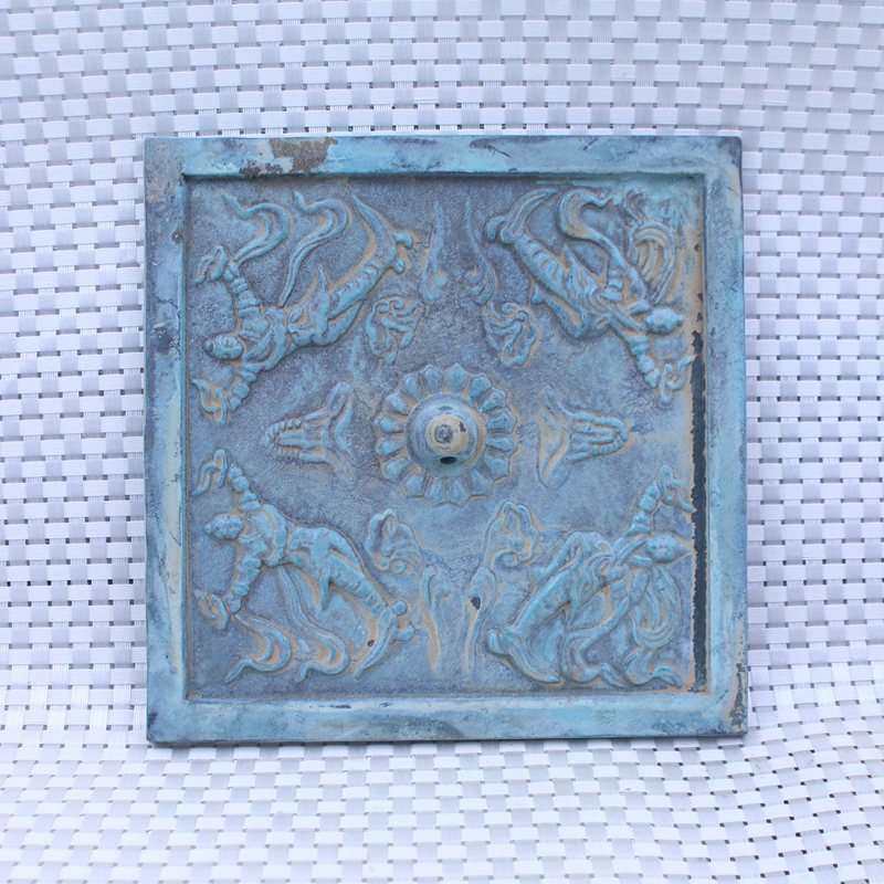 古玩杂项仿古老旧绿绣出土青铜飞仙铜镜收藏6