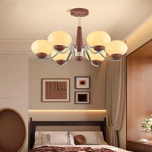 中古客厅实木吊灯美式复古奶油风餐厅灯主卧室灯法式柿子铁艺灯具