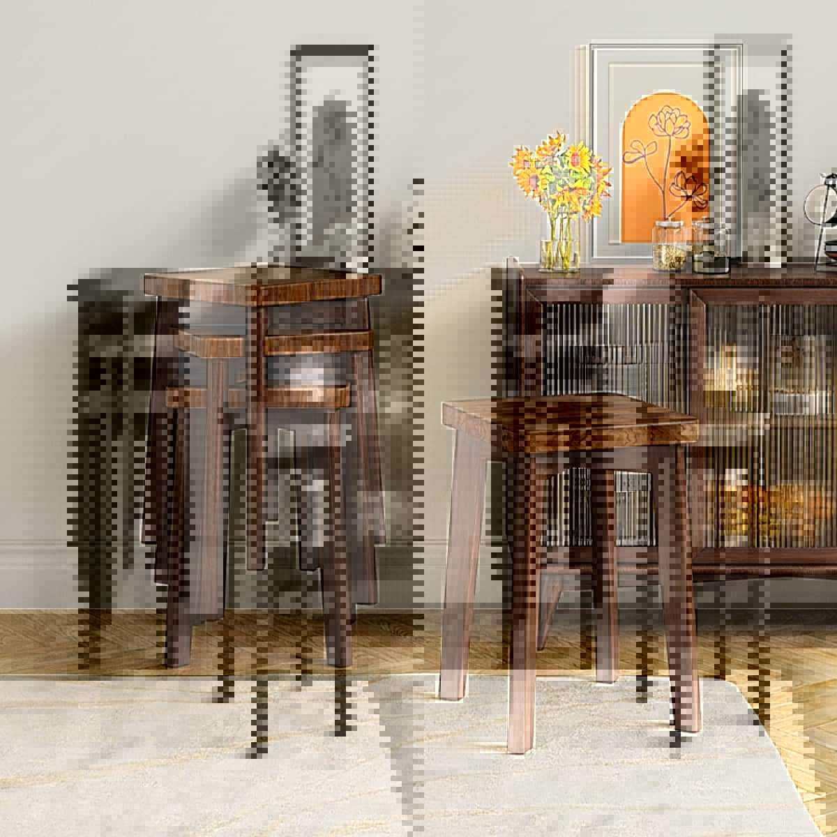 实木餐椅家用椅子简约餐凳出租房用餐桌凳子椅子小户型中古风家具