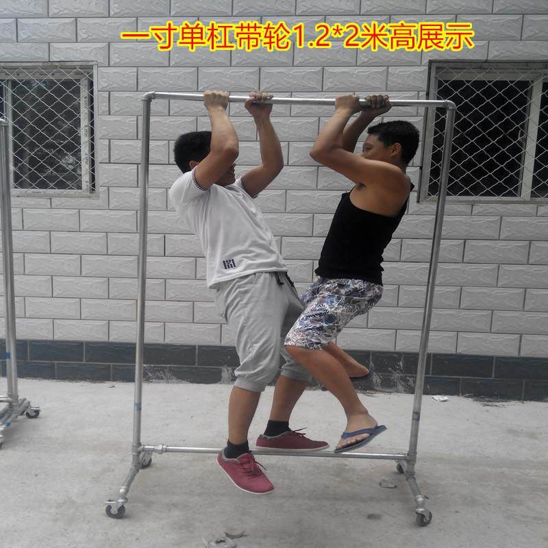 服装店带轮子展架镀锌钢管落地架单杠移动水管架地摊水管晾衣架