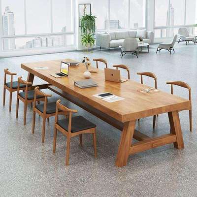 实木餐桌家用会客桌长桌大板桌欧式洽谈桌大桌会议桌长方形长条桌