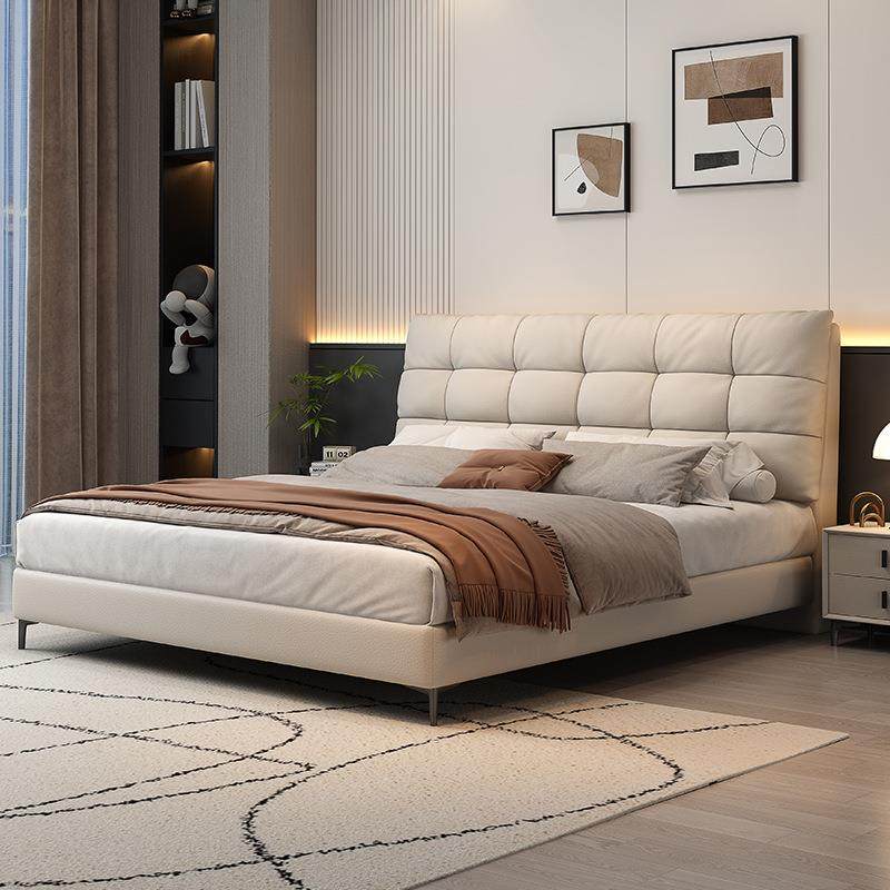 全拆式大黑熊真皮床实木头层皮主卧大床软床双人床羽绒无甲醛婚床