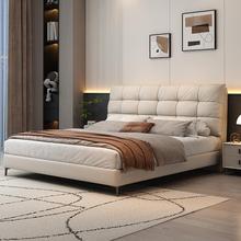 全拆式大黑熊真皮床实木头层皮主卧大床软床双人床羽绒无甲醛婚床