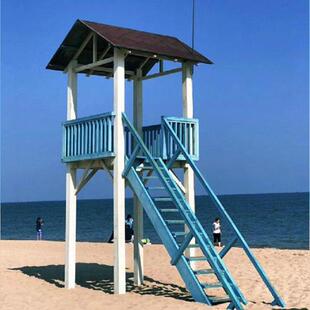 海滩木质瞭望塔防腐木救生站海滨度假区瞭望台凉亭观测台望斗遮阳