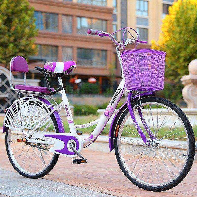 自行车免充气实心胎成人轻便单车女男式22/24/26寸淑女通勤学生车