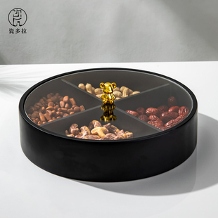 简约小熊干果盒客厅茶几家用零食盒轻奢高档坚果糖果盘瓜子收纳盒