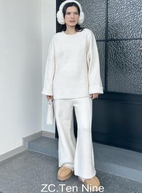ZC.TenNine 日常慵懒感温柔针织羊毛毛衣阔腿裤套装