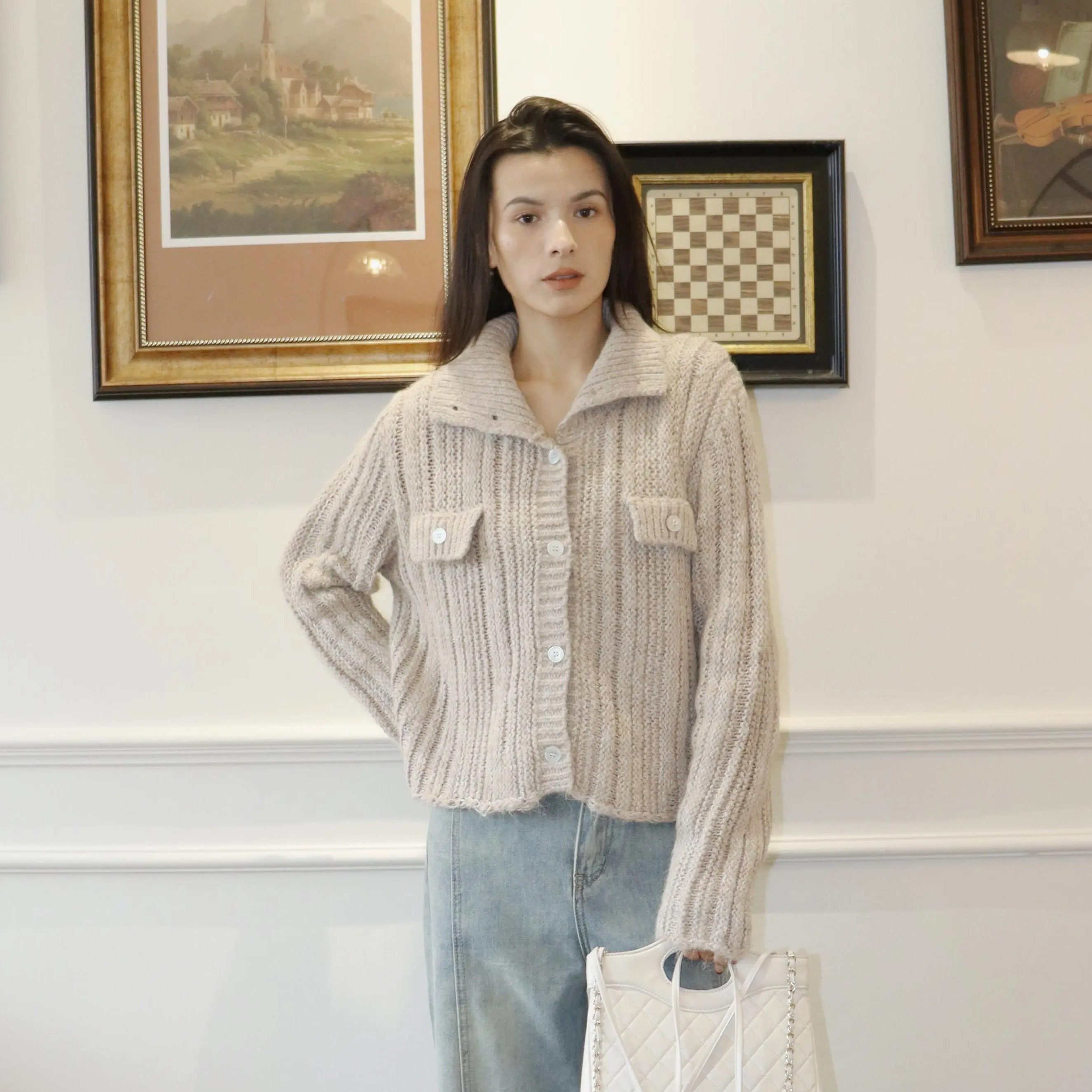 秋季新款设计感法式复古针织衫
