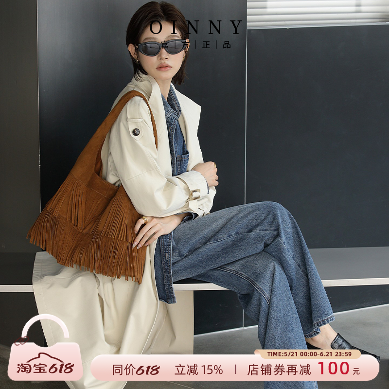【夏季新款】Oinny复古小众设计感美拉德流苏托特包单肩女包68925