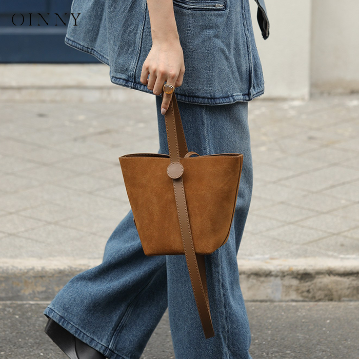 【秋冬新款】Oinny小众高级通勤包包牛皮手提包水桶包女包6511