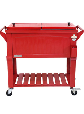 厂家供应黑色推车款保温箱酒水食品冷藏保温箱 可定牌80QT保温箱