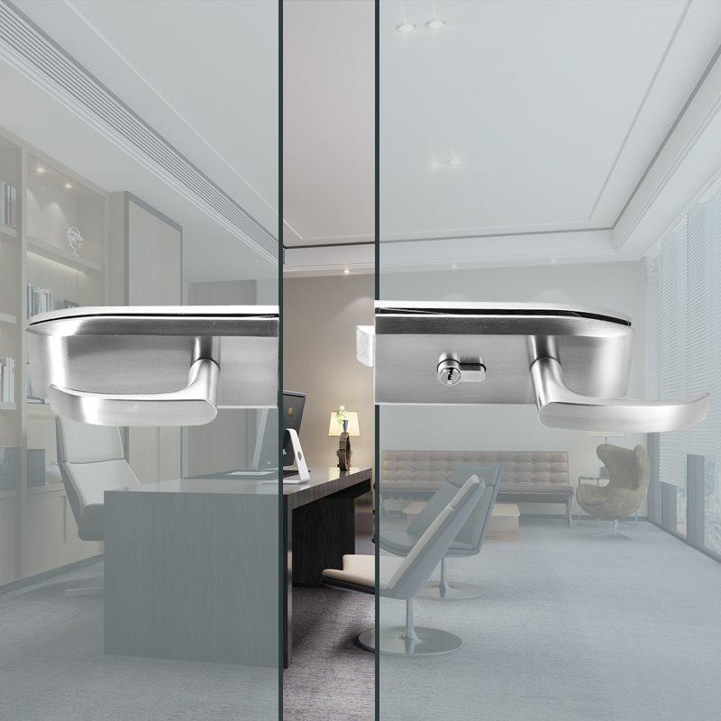 批 执手锁办公室高隔断单开门玻璃门锁缺口执柄锁不锈钢把