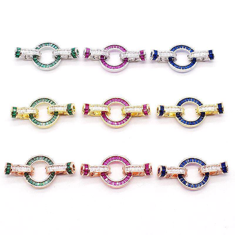 高档百搭手链项链扣子 t方彩钻镀银配件连接扣搭扣手工毛衣链扣头