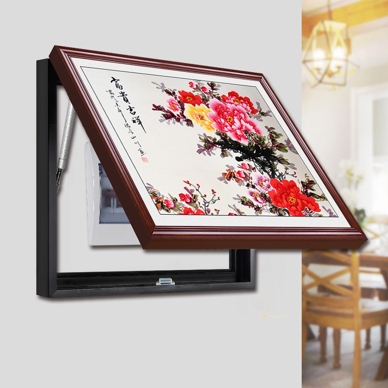 速发牡丹花客厅餐厅玄关花开富贵遮挡电表箱装饰画总开关电闸盒挂