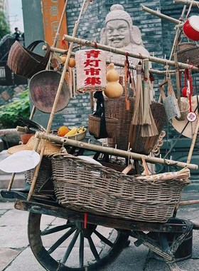 极速古风户外景点m布置集市装饰民俗手推车上小摆件装饰品大全
