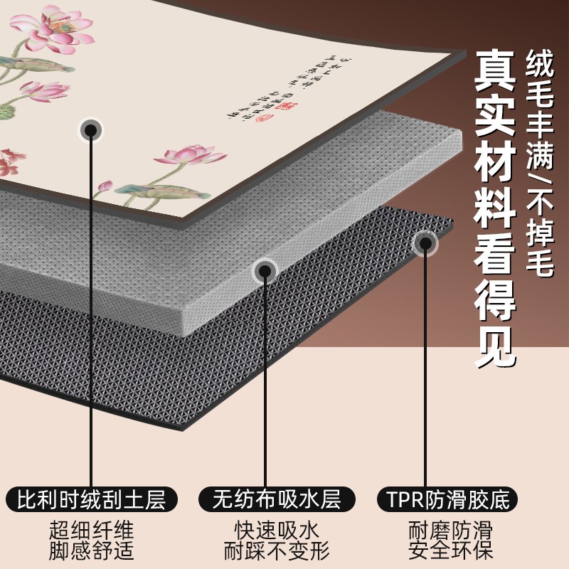 极速新中式入户地垫门垫比利时圈A绒地毯榻榻米垫可定制防滑楼梯