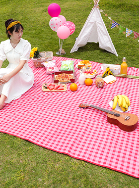 极速Outdoor Thicken Pad Blanket Camping BeaOch Plaid Picnic
