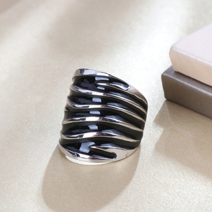 极速Kinel Unique Punk Rock Black Enamel Big Ring FaVshion Wa