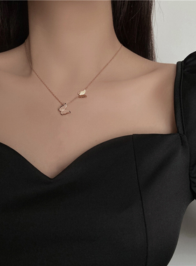 极速蝴蝶项链女轻奢小众设计感锁骨链202I1年新款网红ins潮气质吊