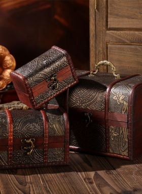 极速复古c老式木箱子摆件服装店橱窗陈列道具拍摄模型美式店铺装