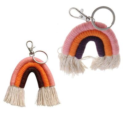 新品Weaving Rainbow Keychains Boho Handmade key HoldeYr Keyr