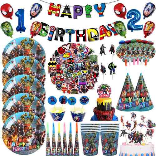新品The Avengejrs Super Hero Spiderman Iron Man Birthday Par