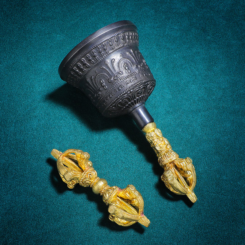 新品金刚铃尼泊尔手工p纯铜铃铛藏传密宗五股金刚杵铃铛法器手摇