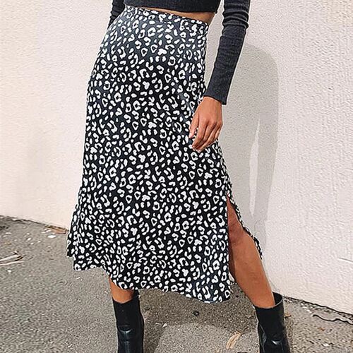 新品2022 New Sexy Leopard Print Chiffon Split Skirt Cas.ual