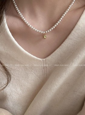 极速豆豆珍珠项链女轻奢小众设计感毛衣F链2023新款爆款锁骨链颈